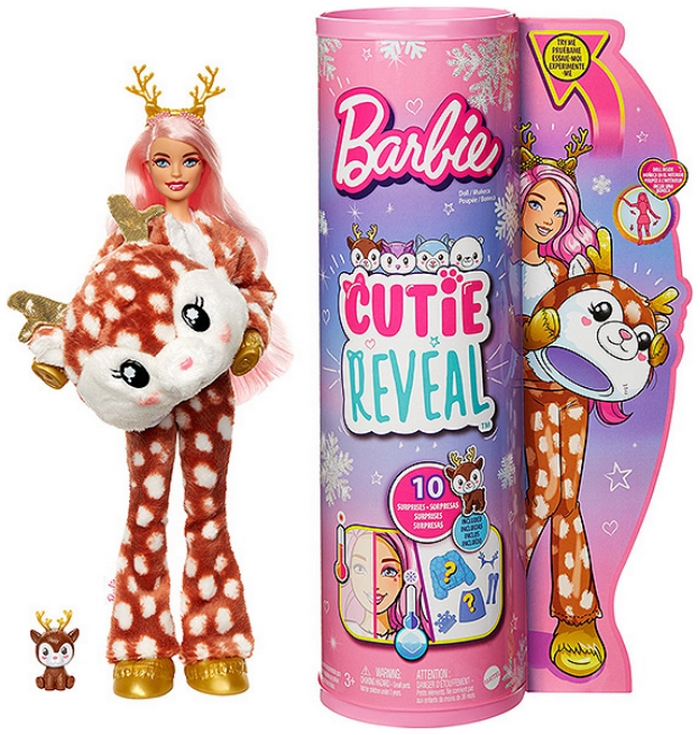Barbie Cutie Reveal Snowflake Series dolls: Owl, Deer, Husky and Polar Bear
