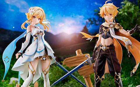 Kotobukiya Genshin Impact Traveler Aether and Lumine figures