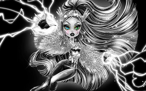 Monster High Collector Fankie Stain Voltageous Comic Con 2022 doll art