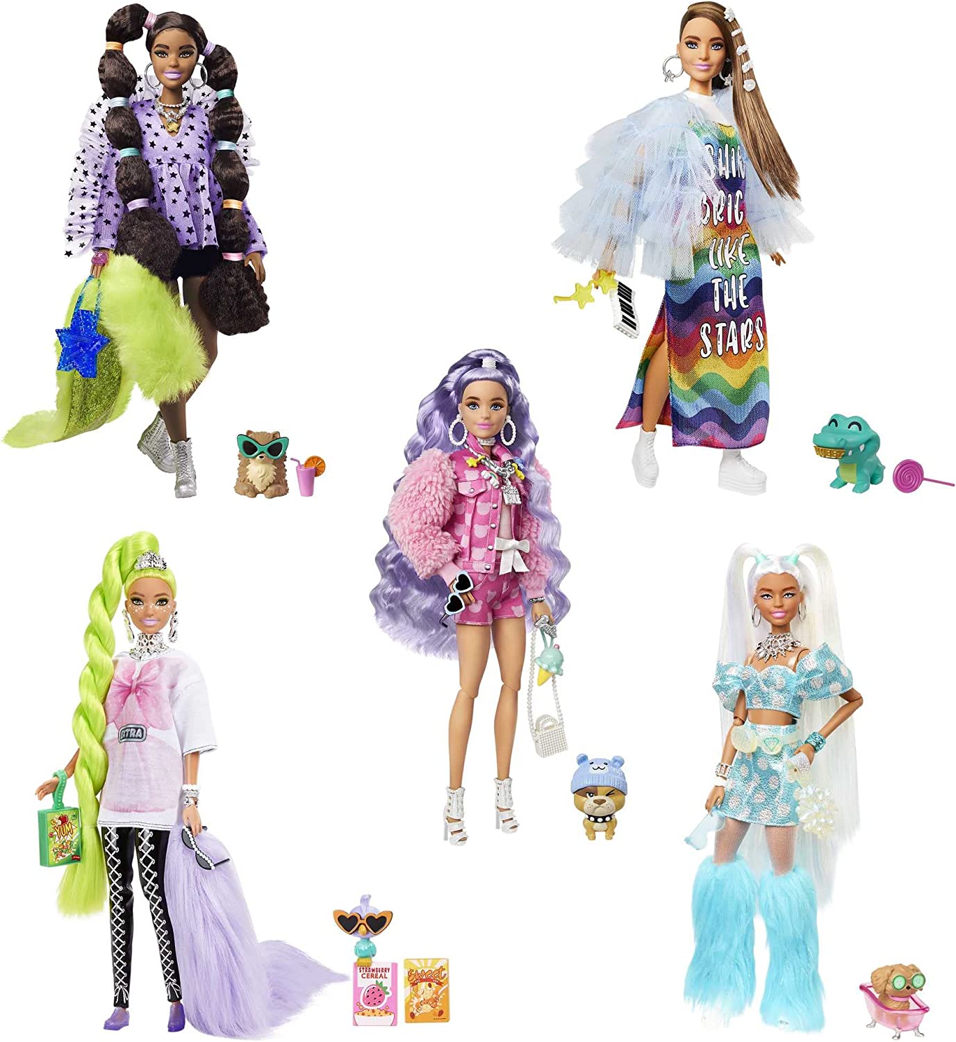 Barbie Extra 5 pack doll set with new exclusive Barbie Extra doll 2022