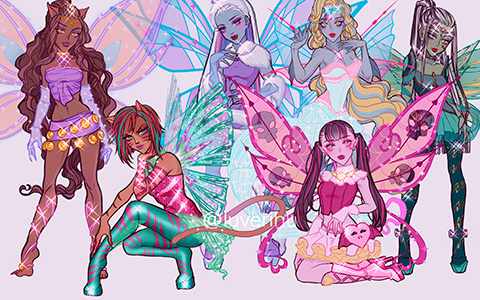 Monster High girls in Winx Club transformation