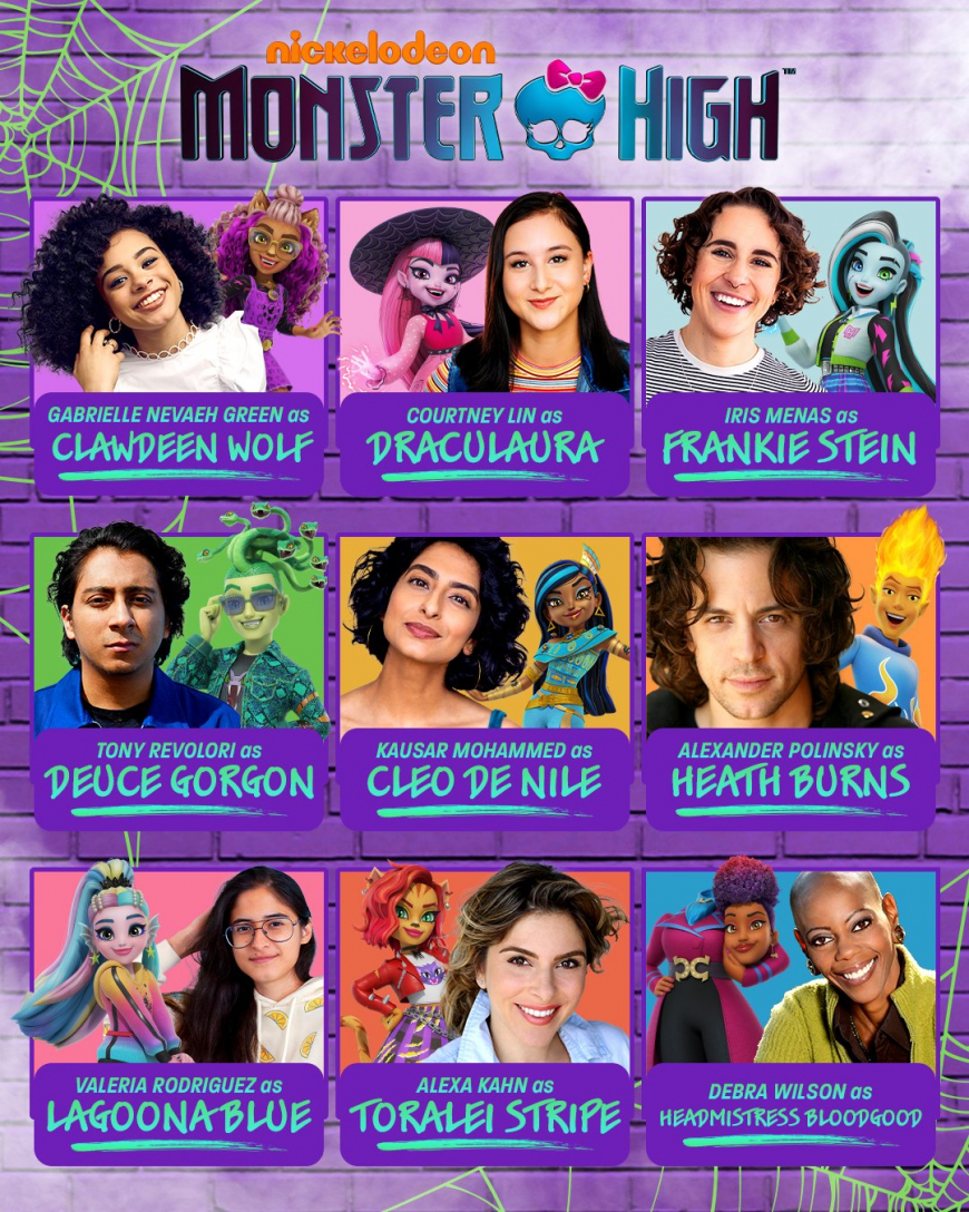 New Monster High 2022 animated series on Nickelodeon voice actors