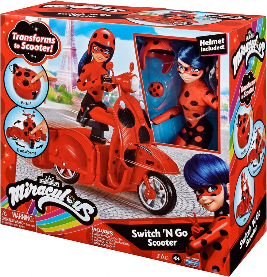 Switch N Go Scooter with Exclusive 10.5” Ladybug Lucky Charms Fashion Doll