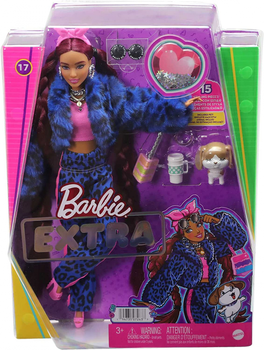 Barbie Extra 17 doll 2022 blue leopard