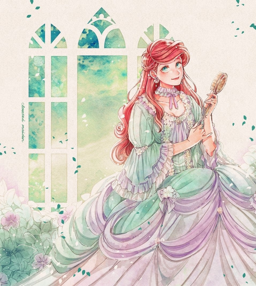 Disney Princess in ball gowns Ariel picture