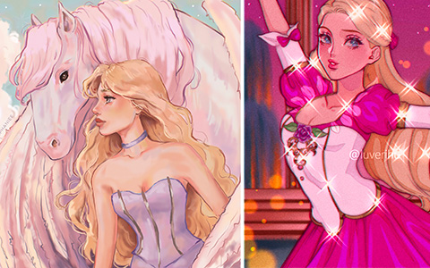 Beautiful Barbie art inspired by Barbie Movies