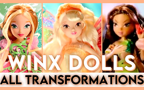 Winx Club dolls in all transformations video