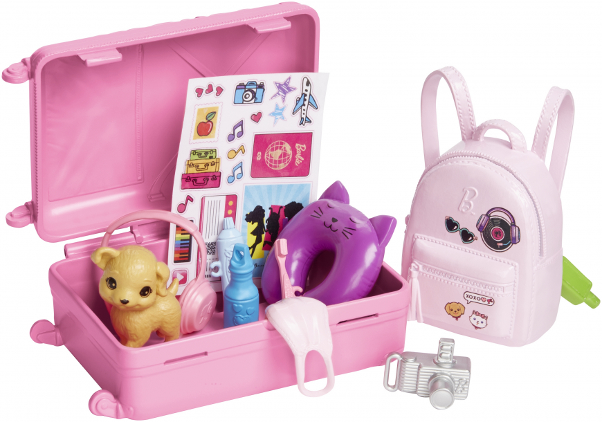 Barbie Travel Doll and Puppy Playset 2022 HJY18 with blonde doll