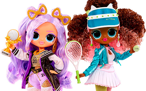 LOL OMG Sports series 3 dolls:  Sparkle Star and Court Cutie