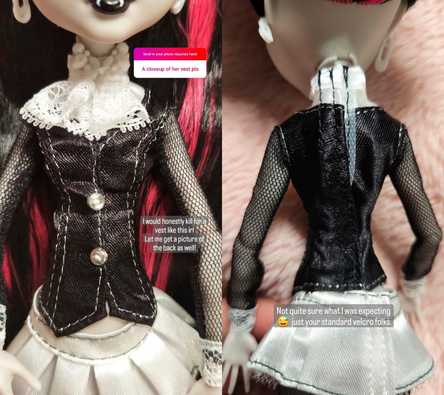 Monster High Reel Drama Black and White Draculaura doll in real life