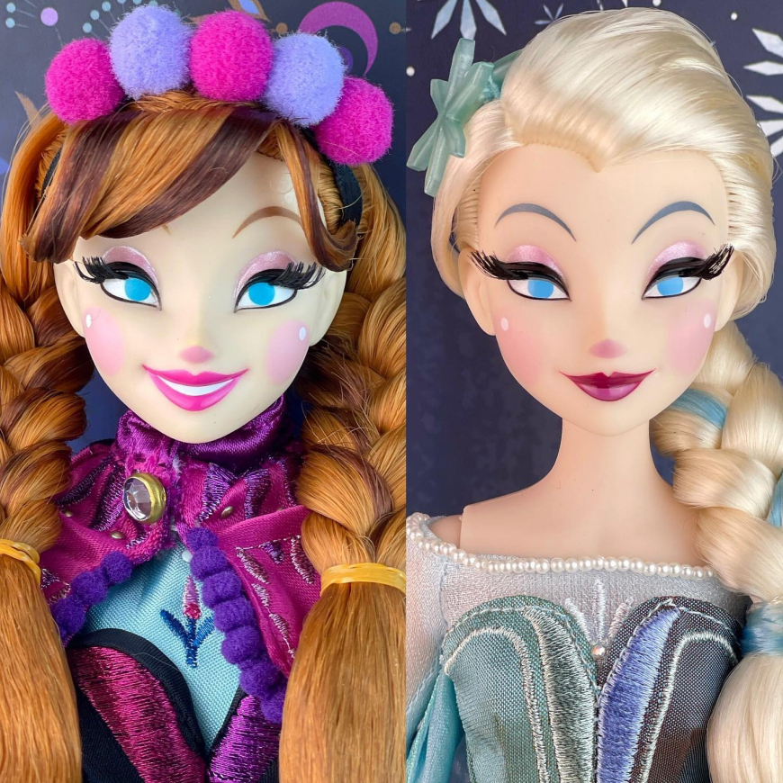 Disney Frozen Anna and Elsa Brittney Lee D23 2022 Limited Edition dolls in real life photos