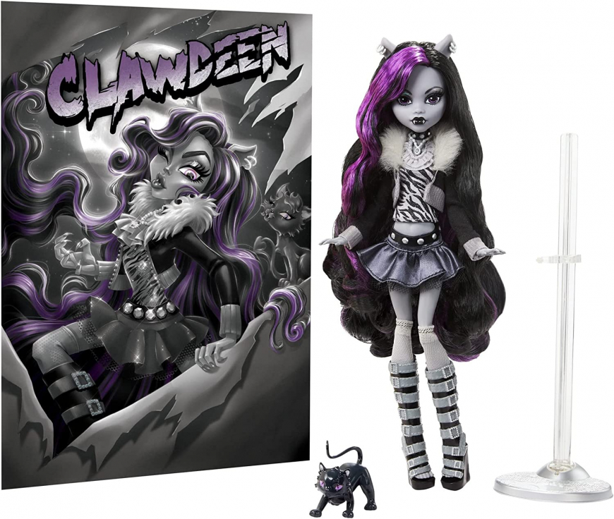 Monster High Reel Drama Black and White Clawdeen Wolf doll