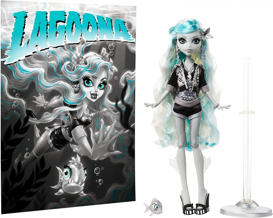 Monster High Reel Drama Black and White Lagoona Blue doll