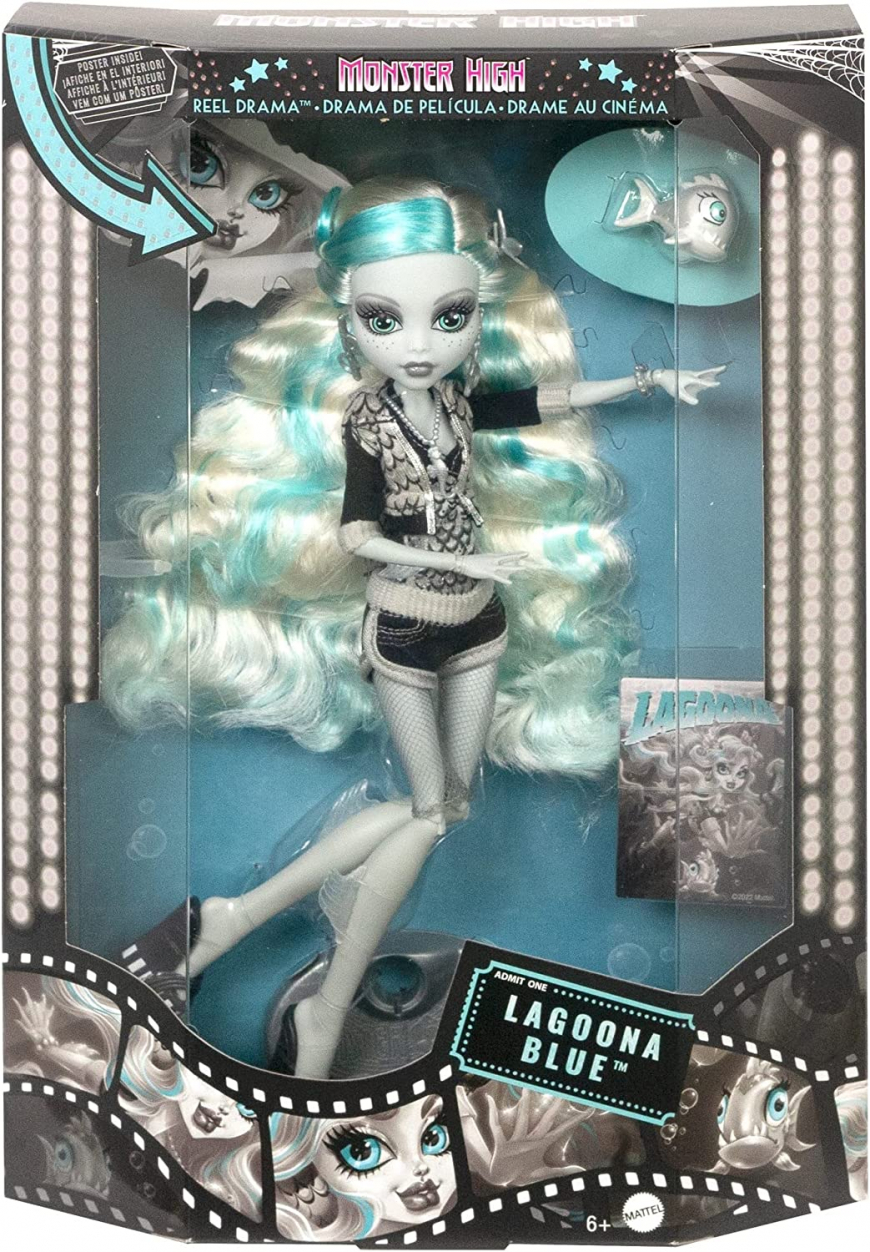 Monster High Reel Drama Black and White Lagoona Blue doll