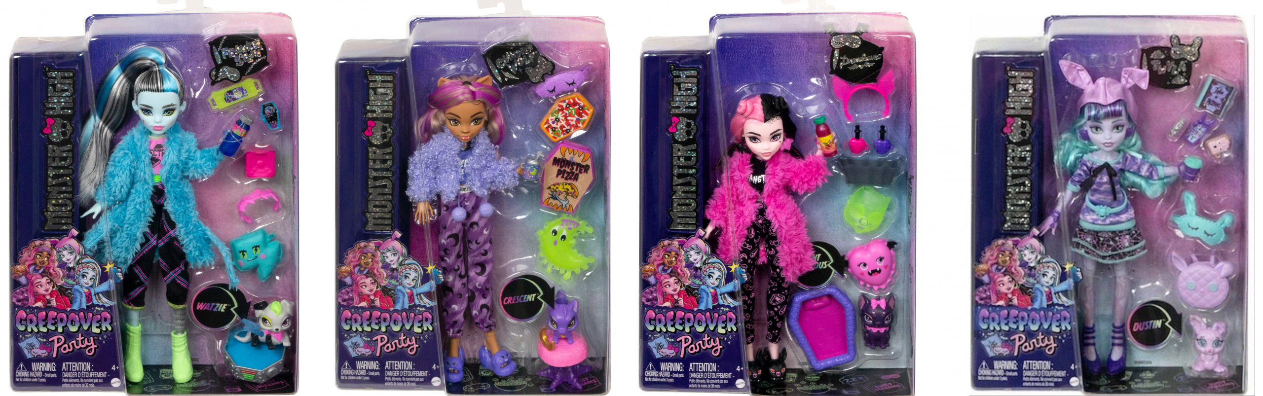 Monster High Doll, Clawdeen Wolf Creepover Party Set with Pet Dog Crescent,  Sleepover Clothes and Accessories