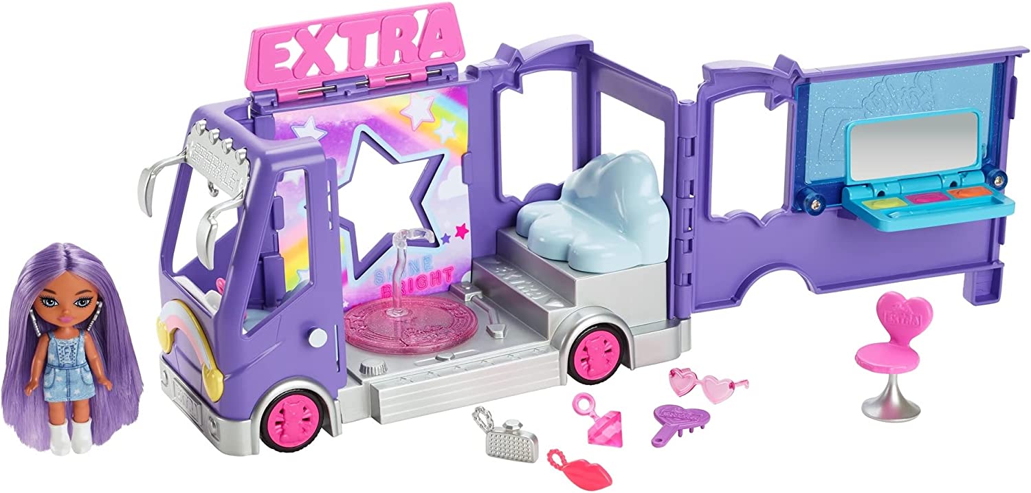 Barbie Sets, Barbie Extra Mini Minis Vehicle Playset with Doll, Expandable  Tour Bus, Clothes and Accessories
