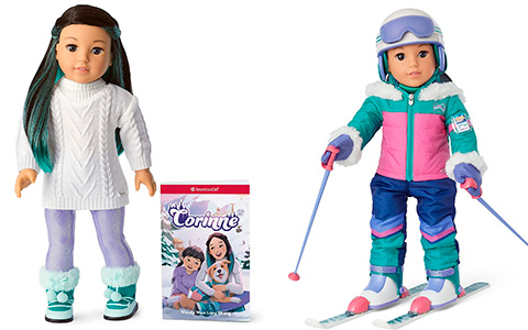 American Girl Corinne doll and her winter outfits and accessories