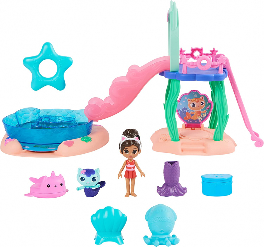 Gabby's Dollhouse, Purr-ific Pool Playset with Gabby and Mercat Figures