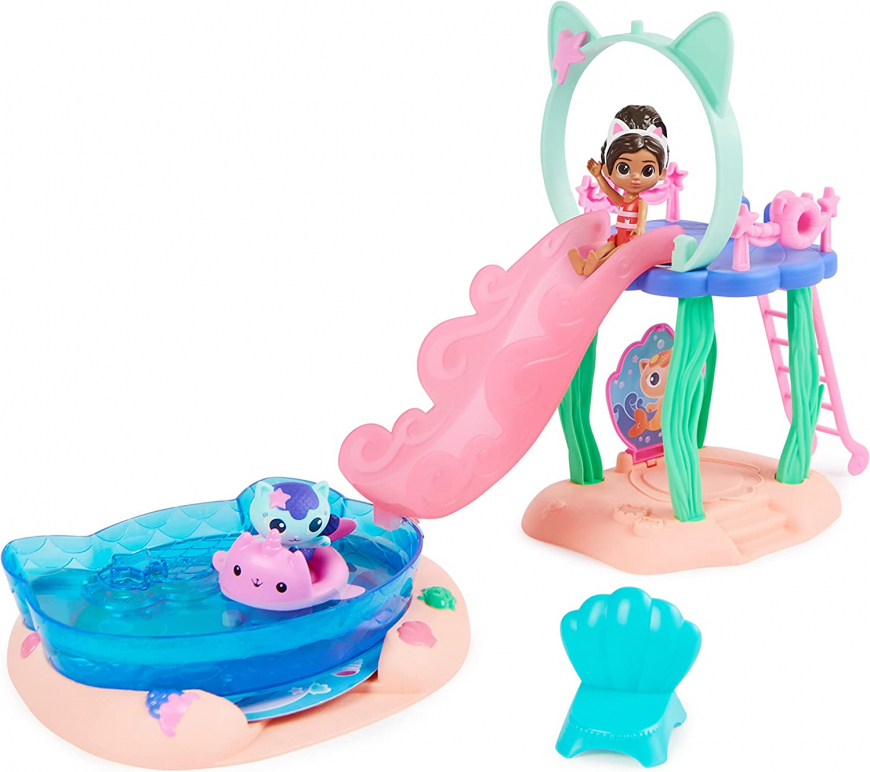 Gabby's Dollhouse, Purr-ific Pool Playset with Gabby and Mercat Figures