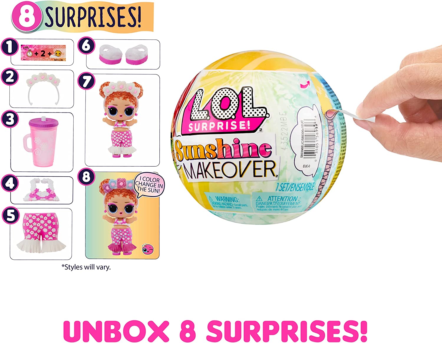 LOL OMG Sunshine Makeover dolls: Bubblegum DJ, Sunrise and Switches 