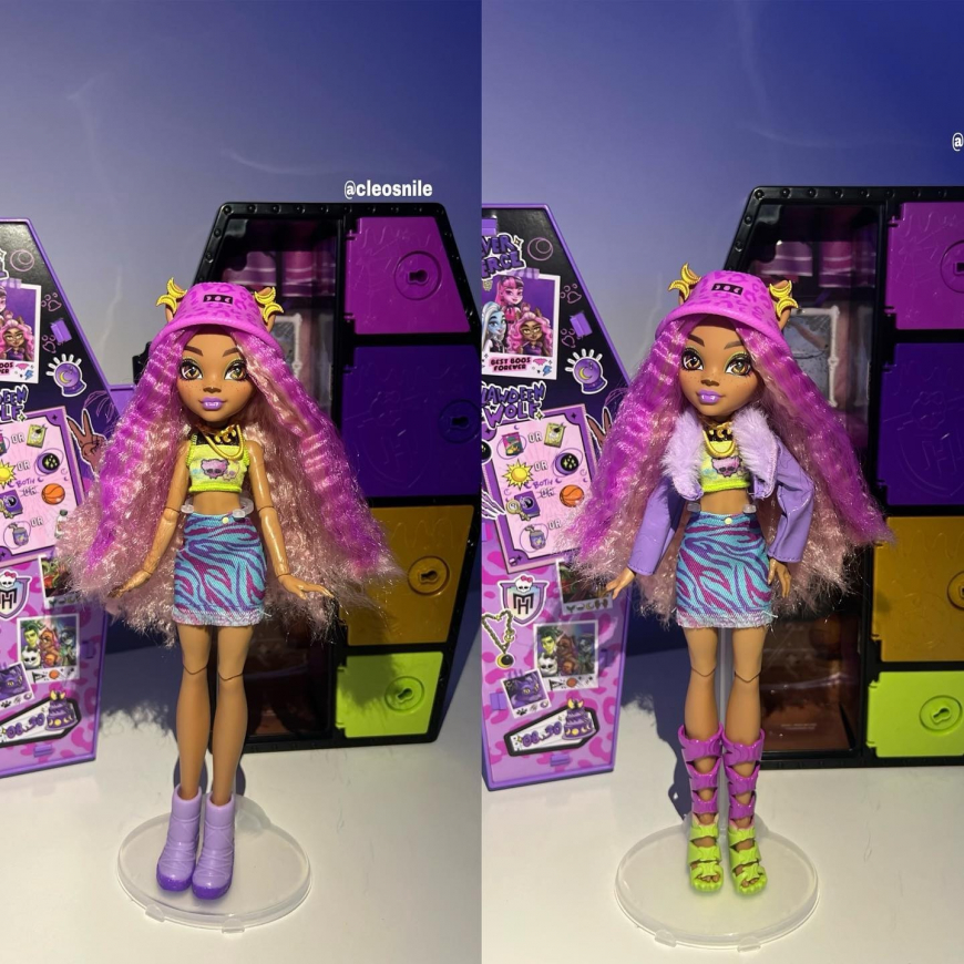 In real life photos of Skulltimate Secrets Clawdeen Wolf doll