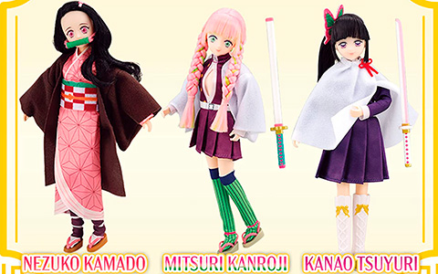 Demon Slayer fashion dolls Nezuko, Kanao and Mitsuri