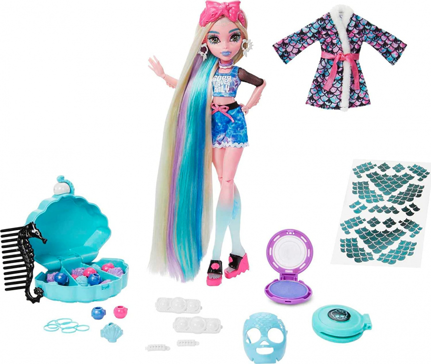 Monster High Lagoona Blue Spa Day doll playset with doll hairplay