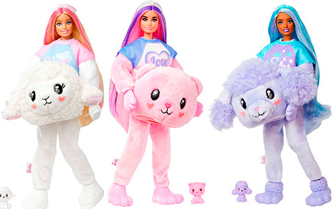 Barbie Cutie Reveal Cozy Series 5 2023 dolls Lamb, Teddy, Poodle and Lion