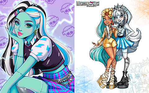 Monster High art inspired by new Monster High G3 dolls and their new design