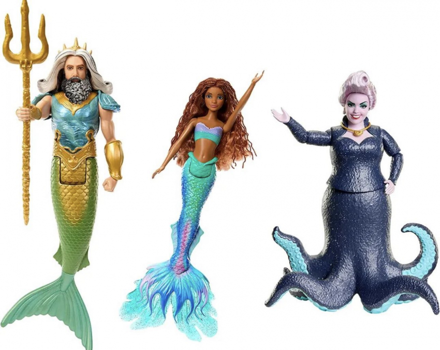 Little Mermaid Ariel, Ursula and King Triton 3 pack doll set