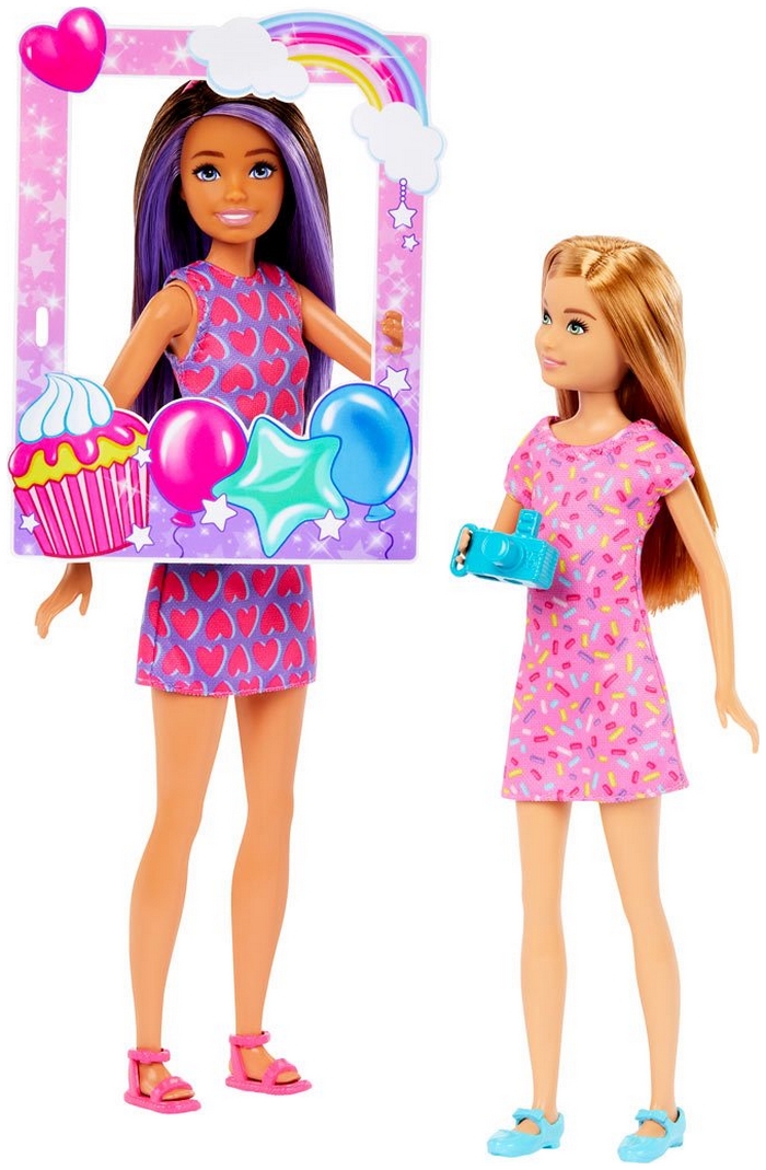 Barbie Celebration Fun Birthday photo booth Stacie and Skipper  2 pack dolls