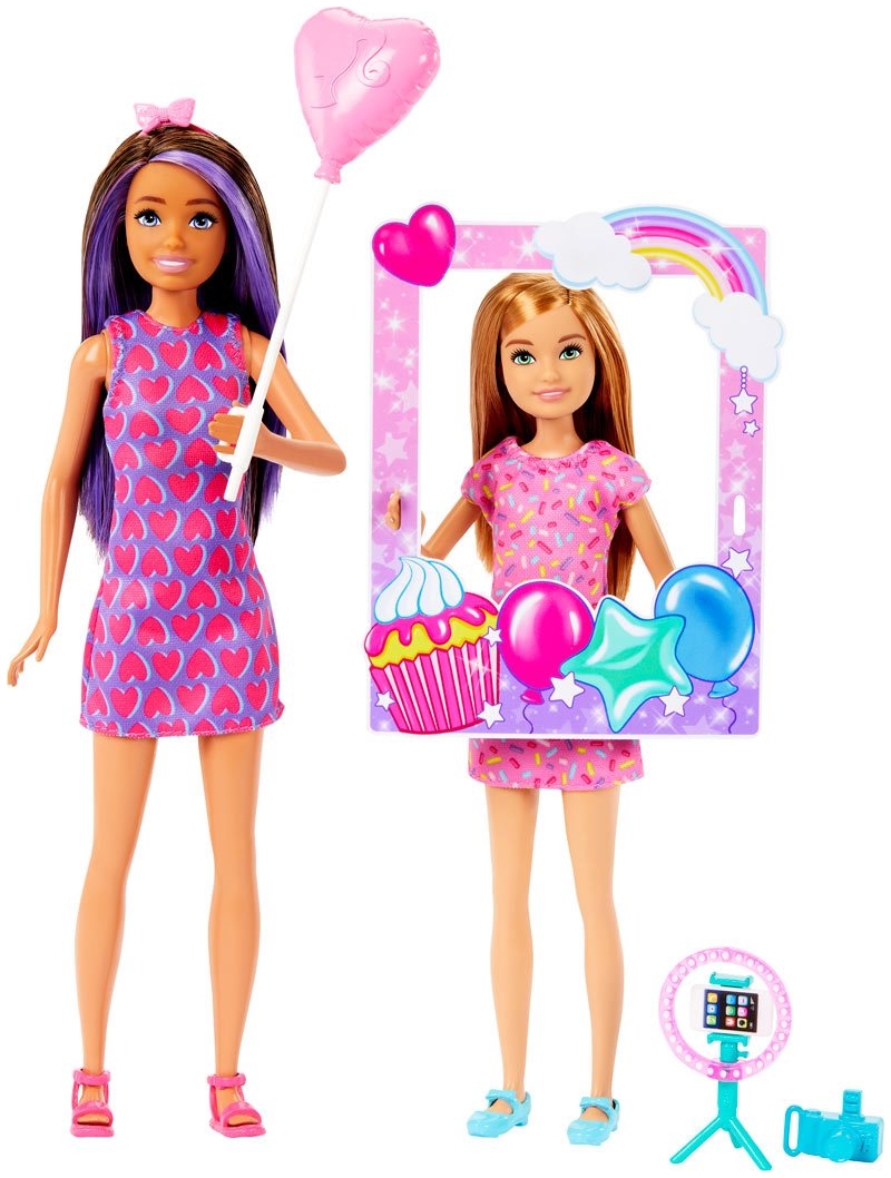 Barbie Celebration Fun Birthday photo booth Stacie and Skipper  2 pack dolls