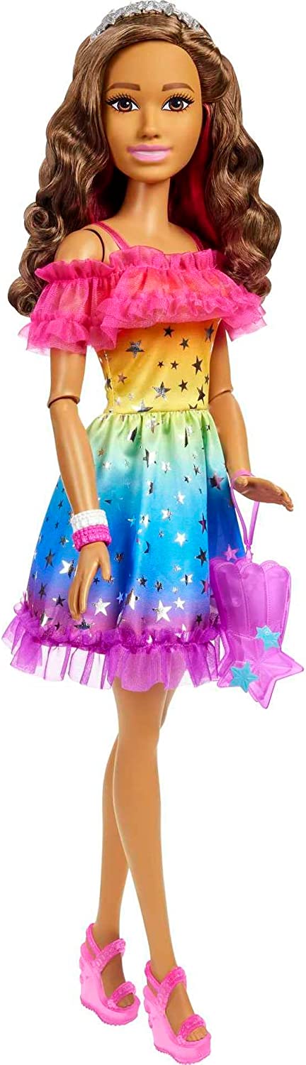 Barbie Large Rainbow Dress doll with brown hair HJY00