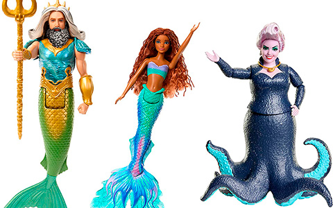 Disney The Little Mermaid movie 2023 Ariel, King Triton and Ursula 3 pack dolls