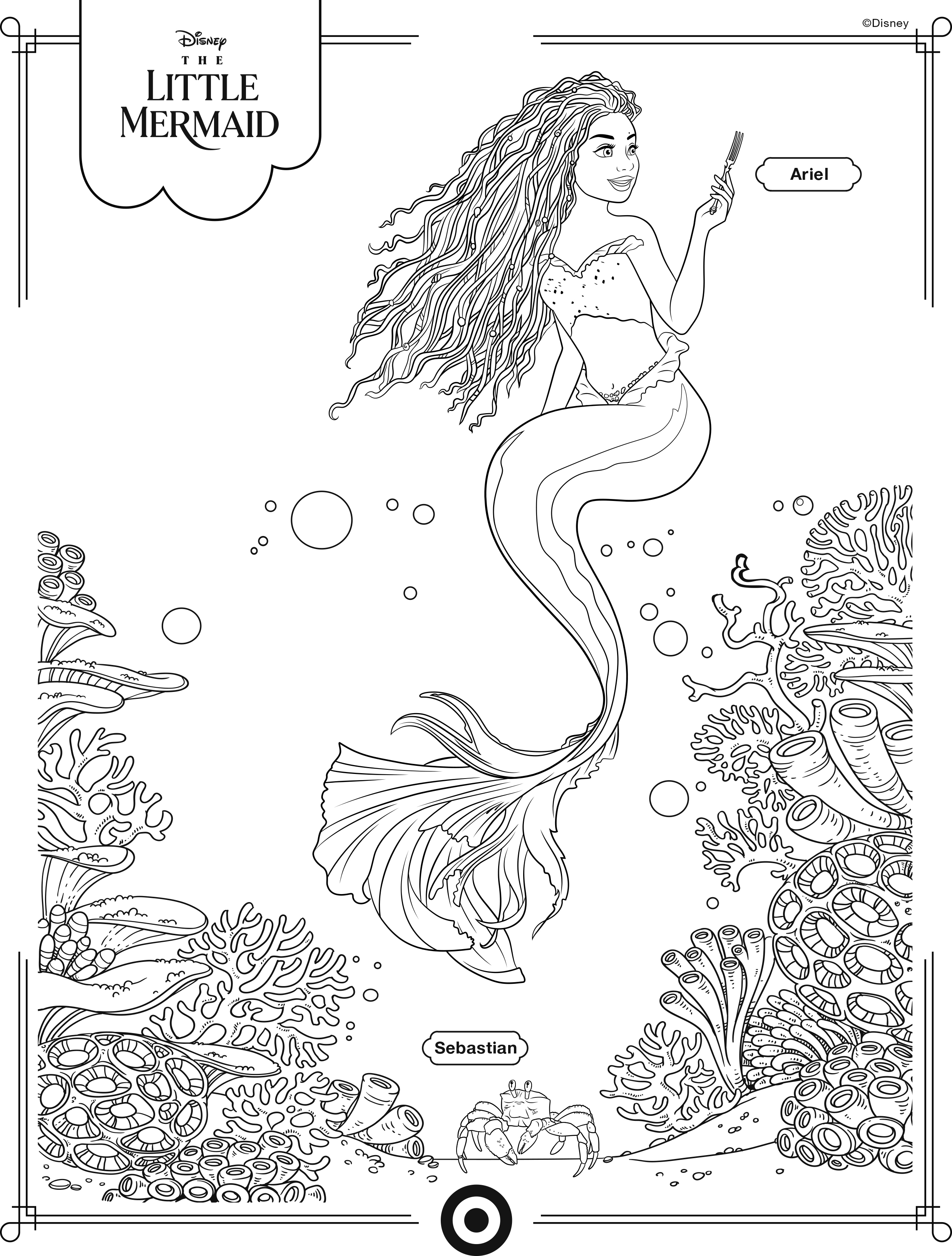 ariel and flounder the little mermaid coloring pages