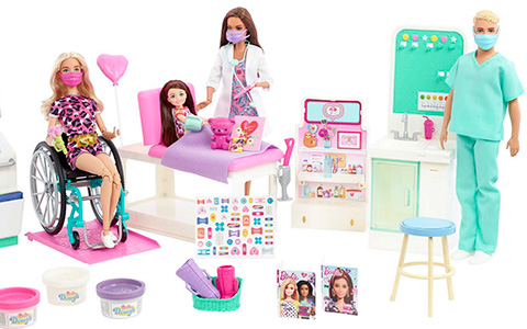 Barbie Care Facility playset with 4 dolls included