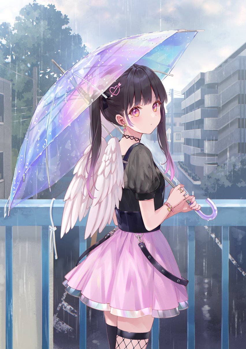 Open the umbrella and close the wings art