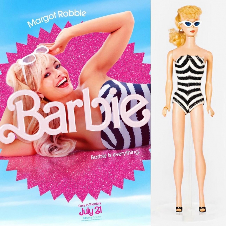 Barbie Margot Robbie - first ever released Barbie in black and white swimsuit.