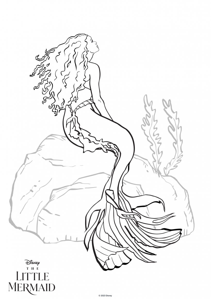 The Little Mermaid Live Action Movie 2023 Coloring Pages With Ariel 