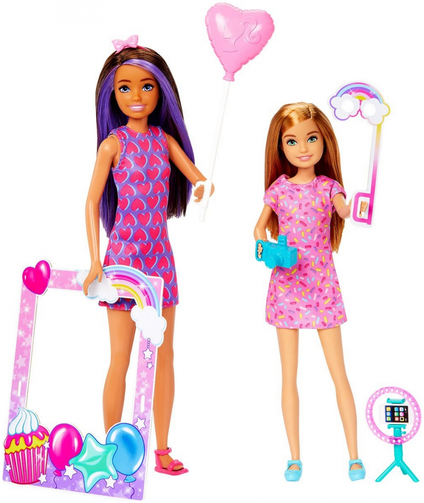 Barbie Celebration Fun Birthday photo booth Stacie and Skipper  2 pack dolls