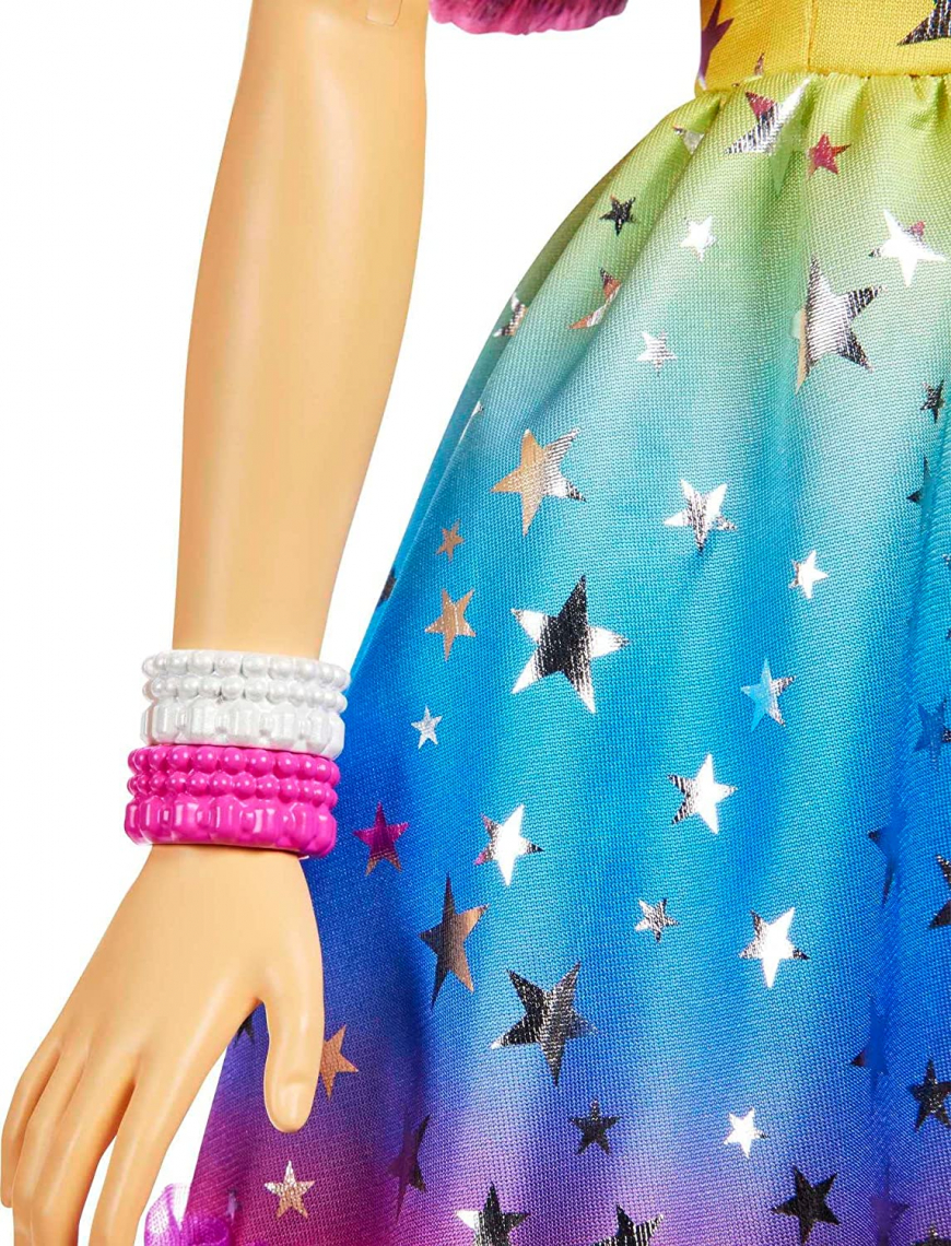 Barbie Large Rainbow Dress doll with black hair HJY01