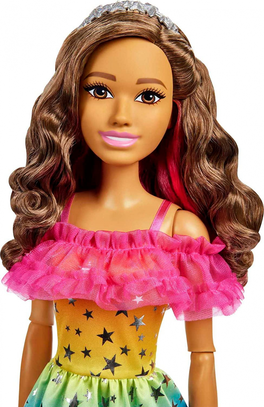 Barbie Large Rainbow Dress doll with brown hair HJY00