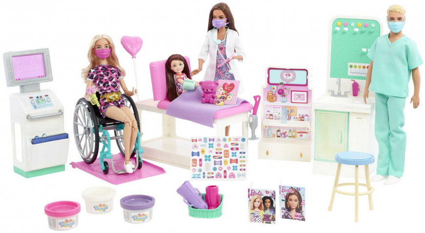 Barbie Care Facility playset with 4 dolls included