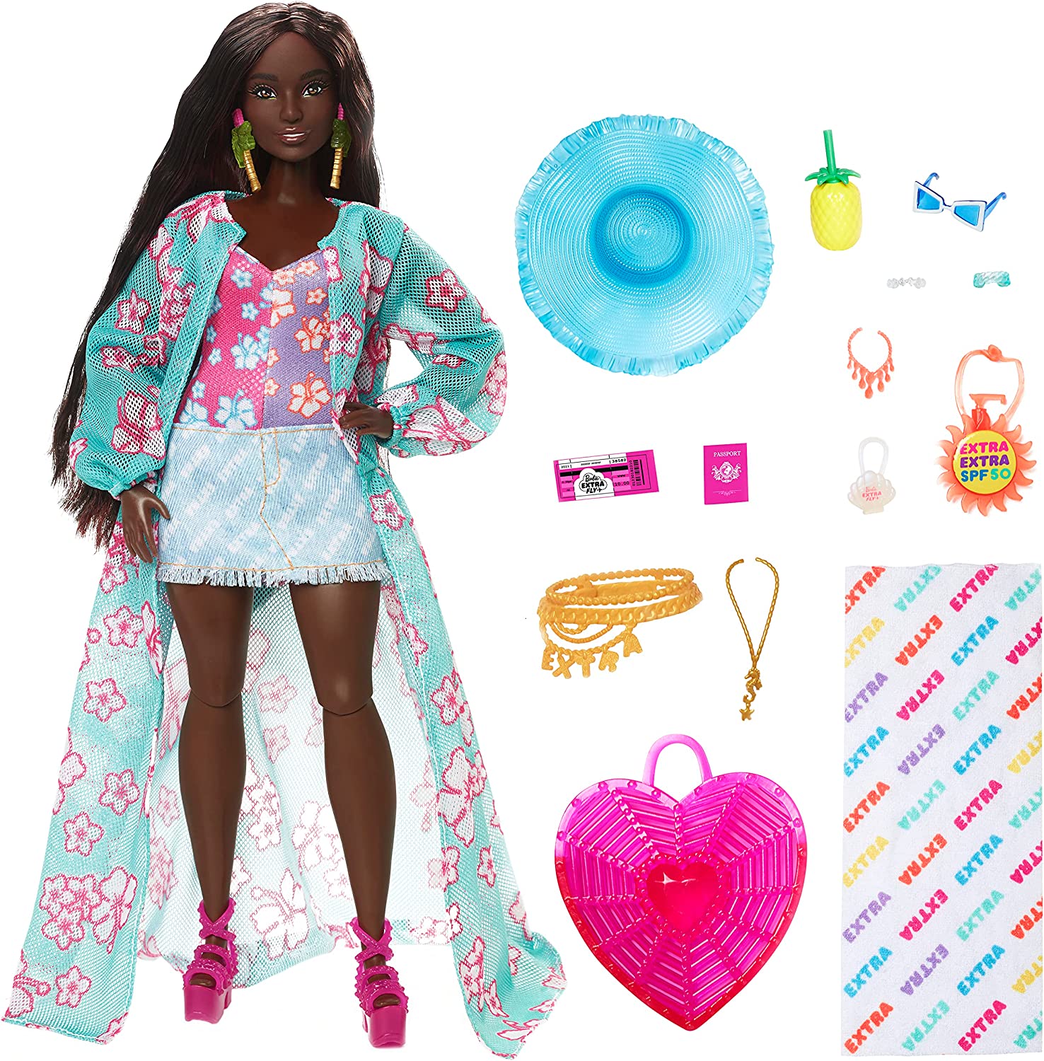 Barbie Extra Mini Minis Travel Doll With Beach Fashion, Barbie Extra Fly