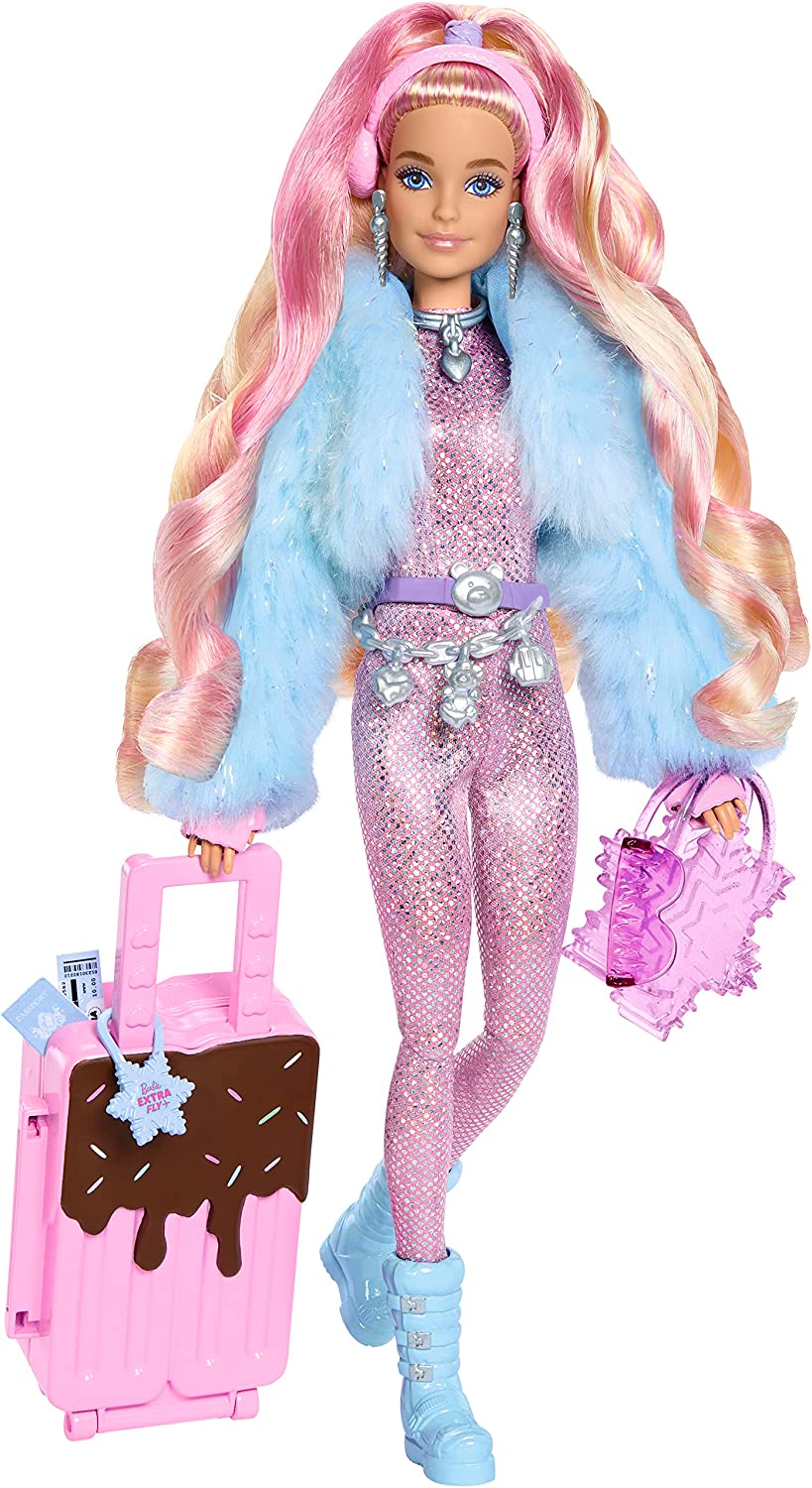 barbie travel barbie doll with winter snow