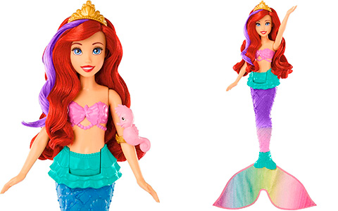 New Ariel swimming mermaid doll from Mattel with color-change hair and tail