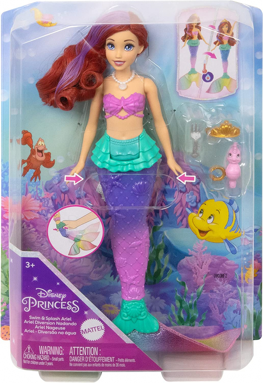 New Ariel swimming mermaid doll from Mattel with color-change hair and tail