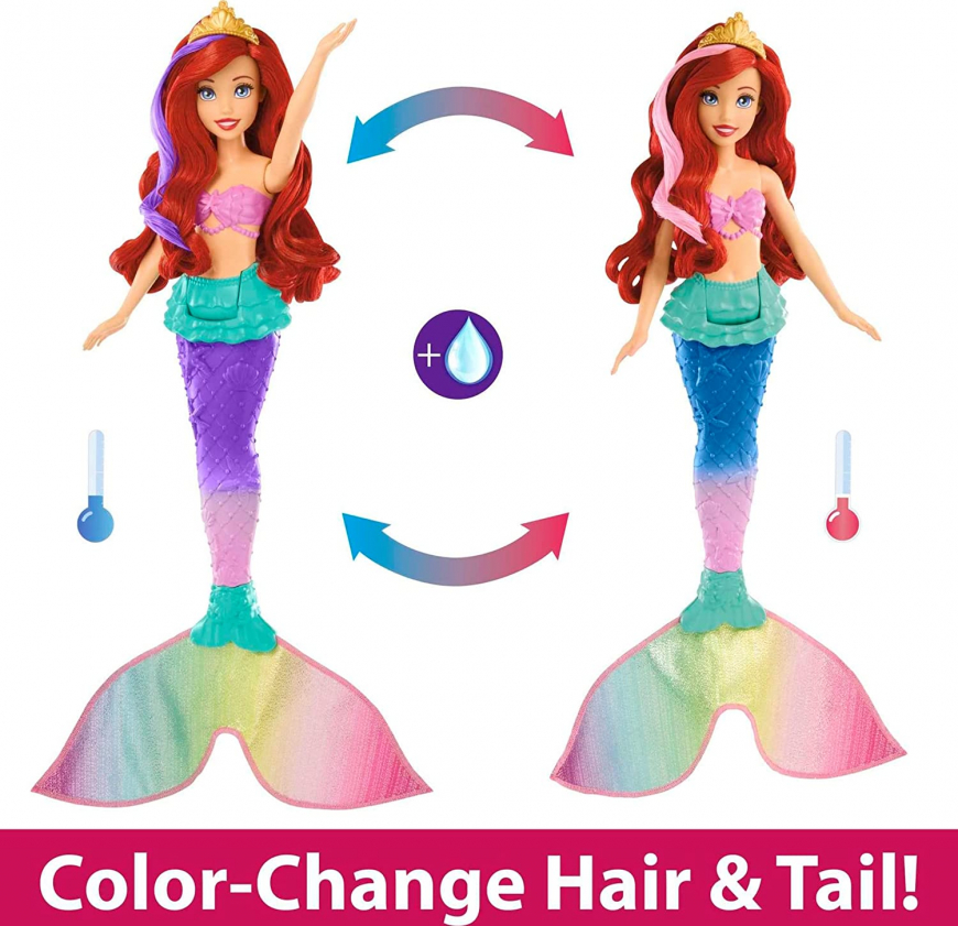 New Ariel swimming mermaid doll from Mattel with color-change hair and tail