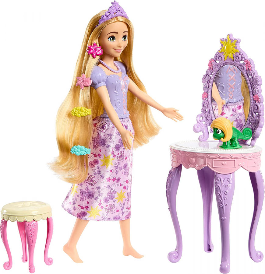 Rapunzel's Vanity playset with doll and Pascal figure