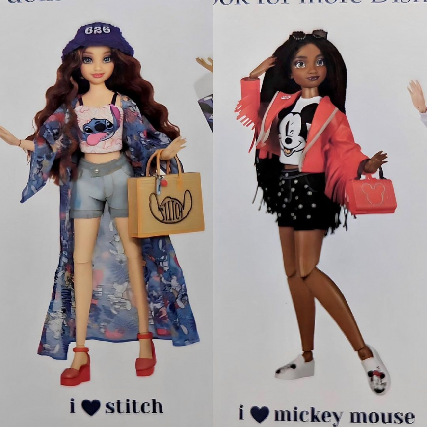 Disney ily 4ever dolls 2023: Ursula, Bambi, Mickey Mouse, and Stitch.